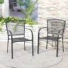 Outsunny Set Of 2 Metal Garden Chairs - Grey - 84B-827GY