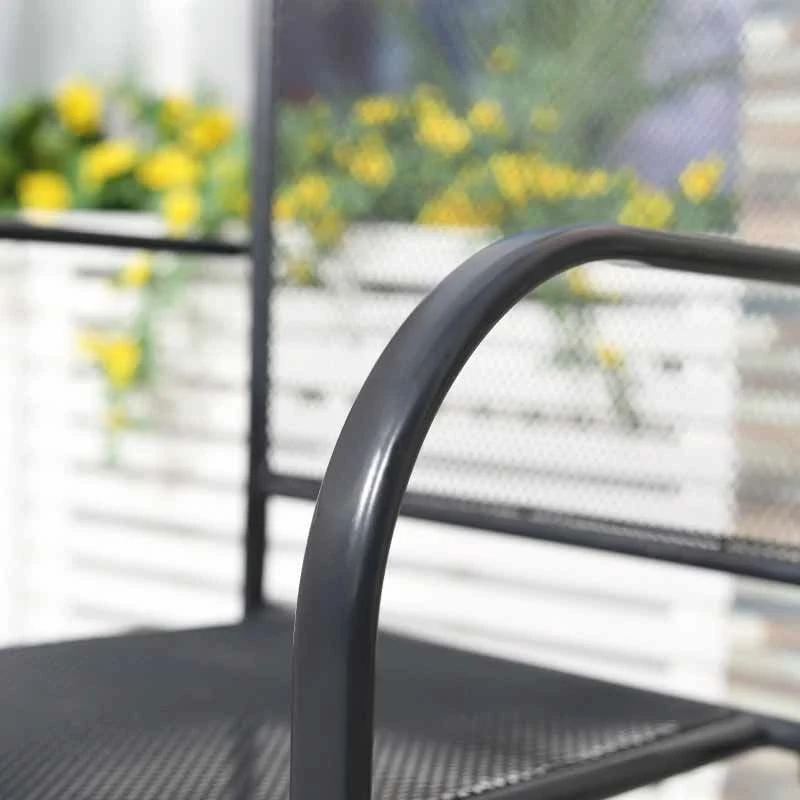 Outsunny Set Of 2 Metal Garden Chairs - Grey - 84B-827GY - Image 2