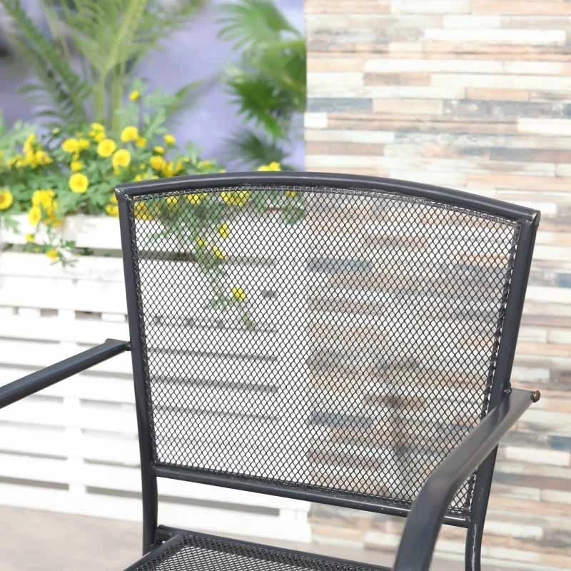 Outsunny Set Of 2 Metal Garden Chairs - Grey - 84B-827GY - Image 3