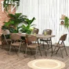 Outsunny 7 Piece Patio Resin Rattan Dining Set With Foldable Chairs - Dark Brown - 84G-014V00DR