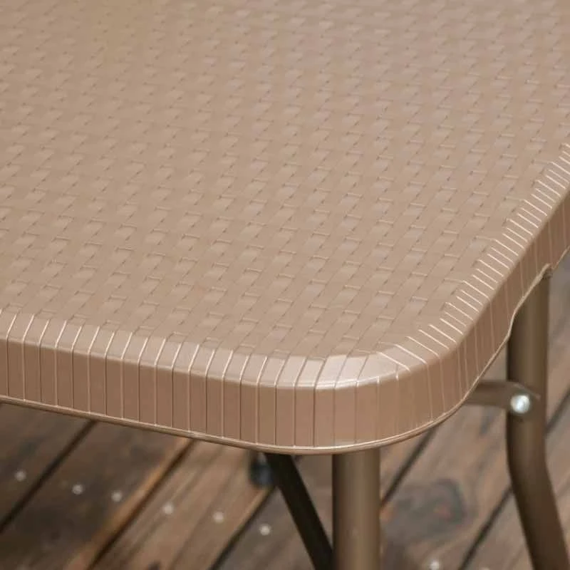 Outsunny 7 Piece Patio Resin Rattan Dining Set With Foldable Chairs - Dark Brown - 84G-014V00DR - Image 9