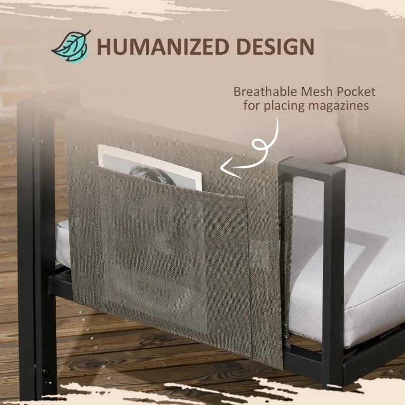 Outsunny 4-Seater Metal Garden Furniture Set - Black/Grey - 84G-048V70LG - Image 4