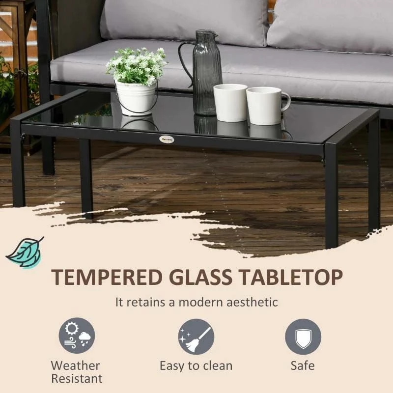 Outsunny 4-Seater Metal Garden Furniture Set - Black/Grey - 84G-048V70LG - Image 5