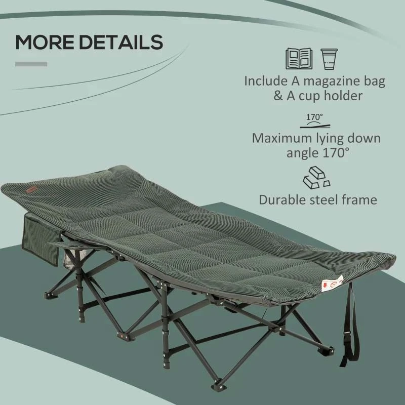 Outsunny Foldable Camping Bed - Grey - 84G-062V70GY - Image 6