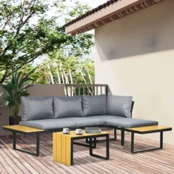 Outsunny 3 Piece Garden Furniture Set - Grey - 84G-169V01CG