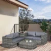 Outsunny 6 Piece Rattan Garden Furniture Set - Grey - 860-006GY