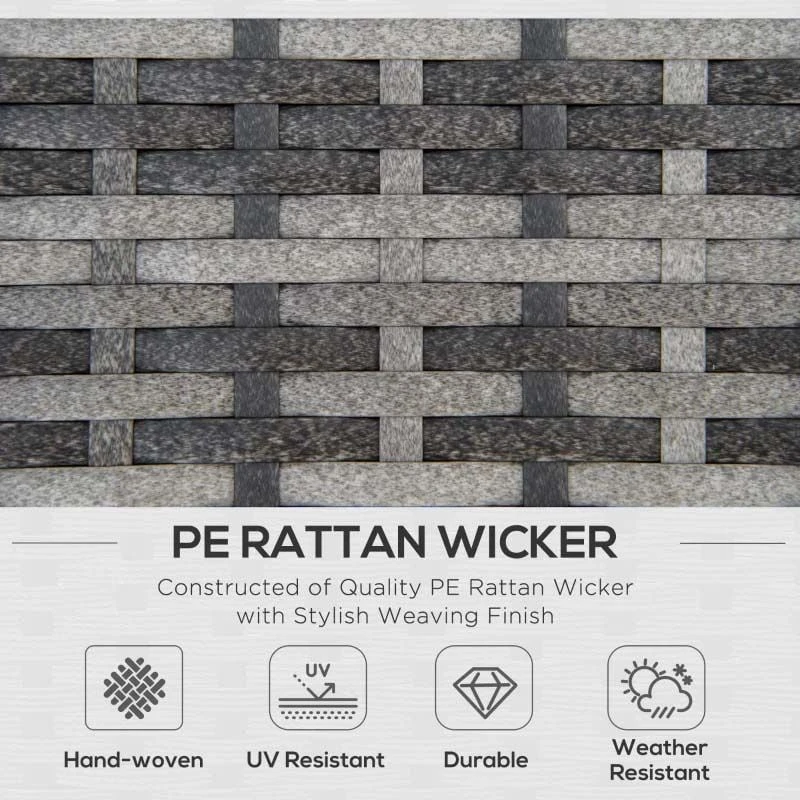 Outsunny 6 Piece Rattan Garden Furniture Set - Grey - 860-006GY - Image 4