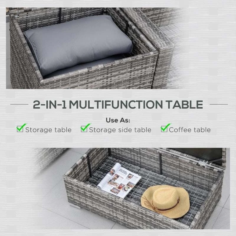 Outsunny 6 Piece Rattan Garden Furniture Set - Grey - 860-006GY - Image 6