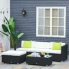 Outsunny 5 Piece Rattan Garden Furniture Set - Cream White/Black - 860-017BK