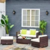 Outsunny 5 Piece Rattan Garden Furniture Set - Brown - 860-017BN
