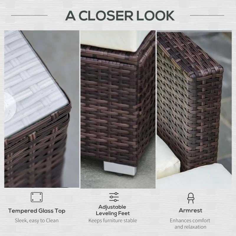 Outsunny 5 Piece Rattan Garden Furniture Set - Brown - 860-017BN - Image 6