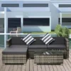 Outsunny 4-Seater Rattan Garden Furniture Set - Black/Grey - 860-017V70