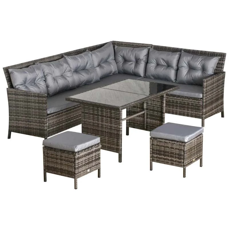 Outsunny 8-Seater Rattan Garden Furniture Set - Grey - 860-025GY - Image 2