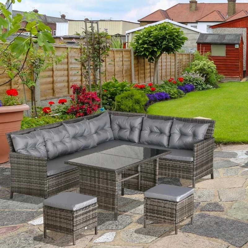 Outsunny 8-Seater Rattan Garden Furniture Set - Grey - 860-025GY - Image 8