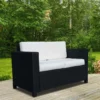 Outsunny Rattan 2 Seater Garden Sofa - Black/Cream - 860-031BK