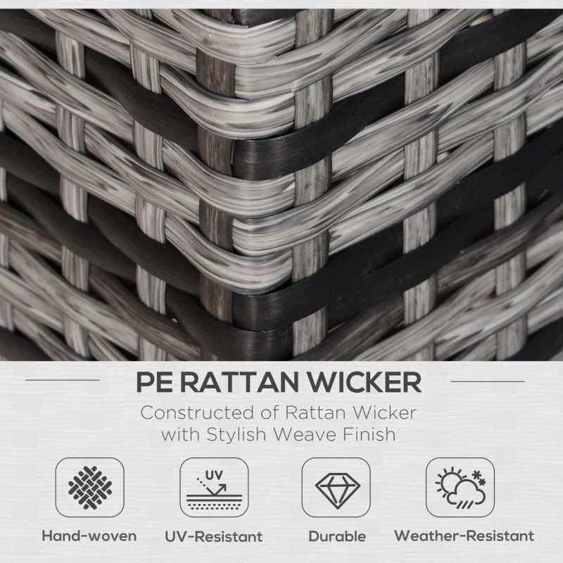 Outsunny Rattan 2 Seater Garden Sofa - Grey - 860-031GY - Image 4