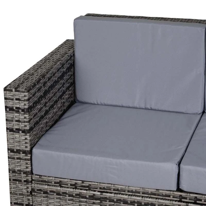 Outsunny Rattan 2 Seater Garden Sofa - Grey - 860-031GY - Image 9