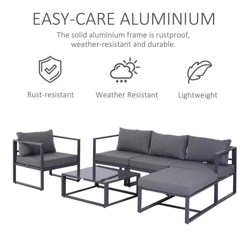Outsunny 4-Seater Metal Garden Furniture Set - Grey - 860-052 - Image 4