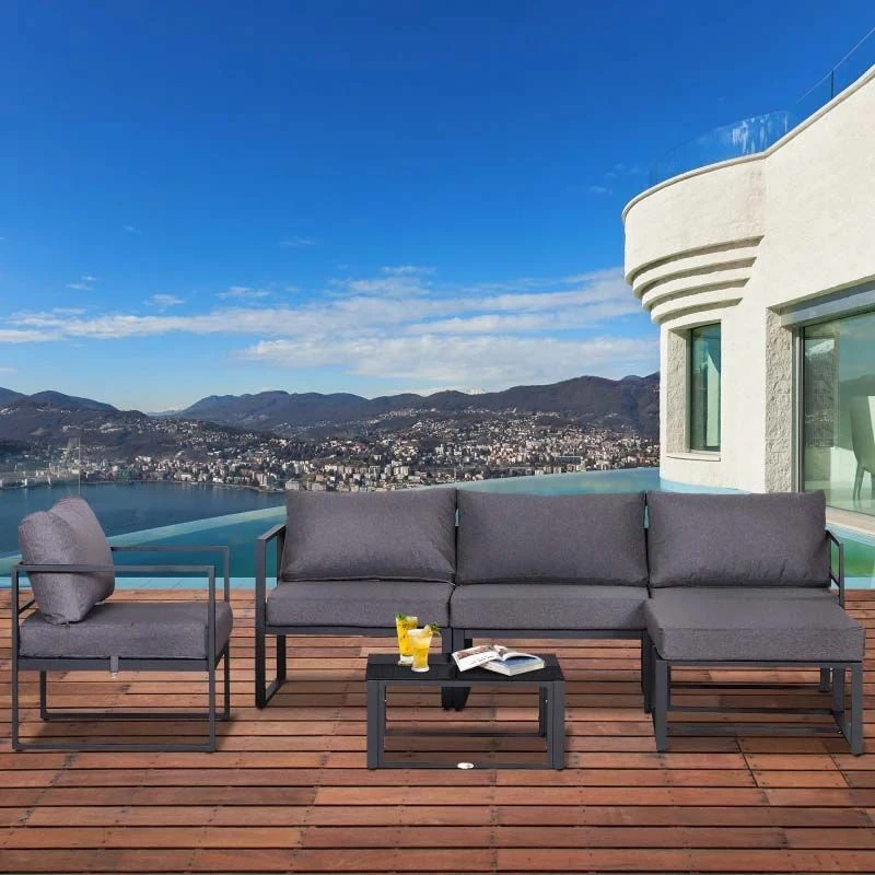 Outsunny 4-Seater Metal Garden Furniture Set - Grey - 860-052 - Image 8