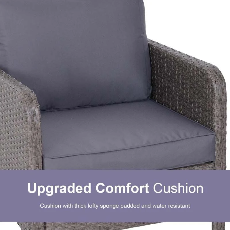 Outsunny 2-Seater Rattan Garden Furniture Set - Grey - 860-066V01 - Image 5