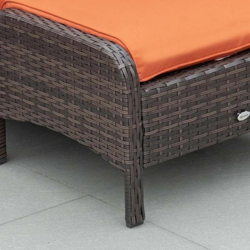 Outsunny 2-Seater Rattan Garden Furniture Set - Brown/Orange - 860-066V01BN - Image 8