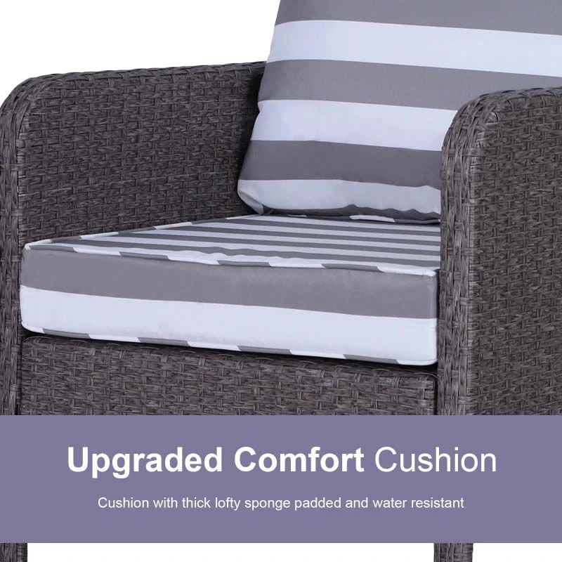 Outsunny 2-Seater Rattan Garden Furniture Set - Grey - 860-066V01CG - Image 5