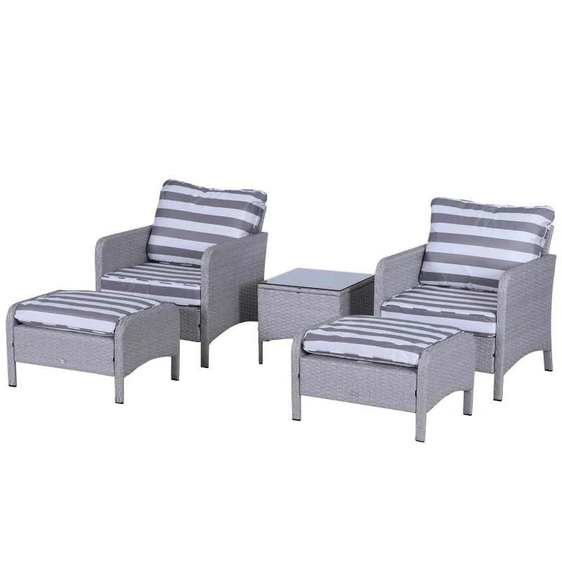 Outsunny 2-Seater Rattan Garden Furniture Set - White/Grey - 860-066V01GY - Image 2