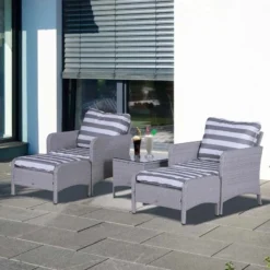 Outsunny 2-Seater Rattan Garden Furniture Set - White/Grey - 860-066V01GY