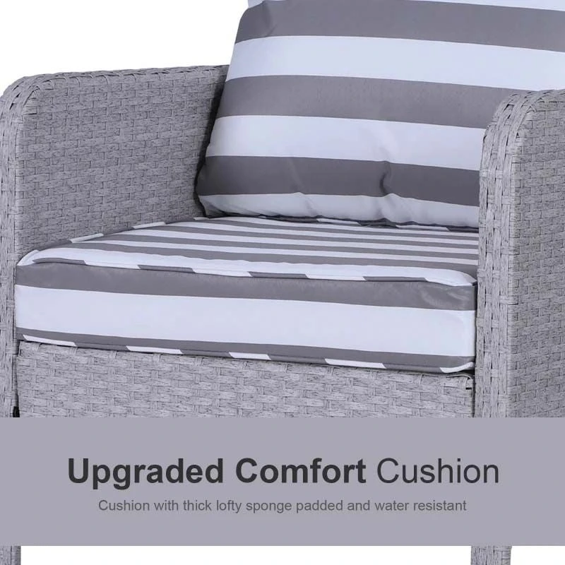 Outsunny 2-Seater Rattan Garden Furniture Set - White/Grey - 860-066V01GY - Image 5