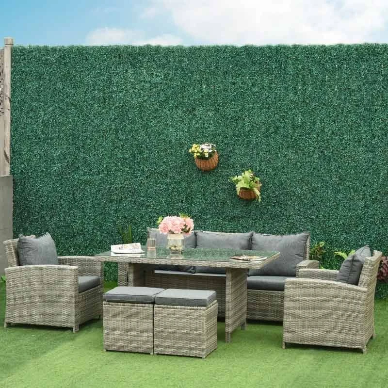 Outsunny 7-Seater Rattan Dining Set With Cushions - Grey - 860-069 - Image 6