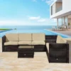 Outsunny 6-Seater Rattan Garden Furniture Set With Cushions - Brown - 860-072V01BN