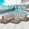 Outsunny 5-Seater Rattan Furniture Garden Set - Brown / Beige - 860-075