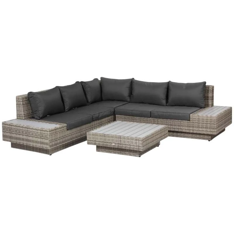 Outsunny 5-Seater Rattan Furniture Garden Set - Grey - 860-075LG - Image 2