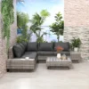 Outsunny 5-Seater Rattan Furniture Garden Set - Grey - 860-075LG