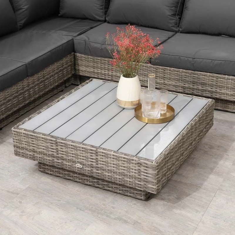 Outsunny 5-Seater Rattan Furniture Garden Set - Grey - 860-075LG - Image 9