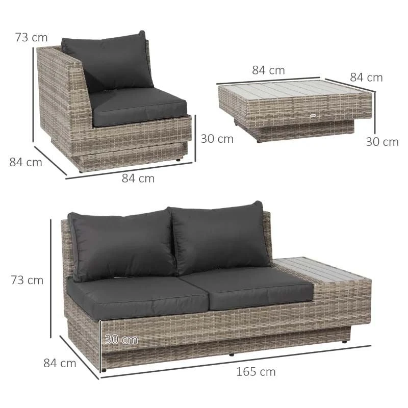 Outsunny 5-Seater Rattan Furniture Garden Set - Grey - 860-075LG - Image 3