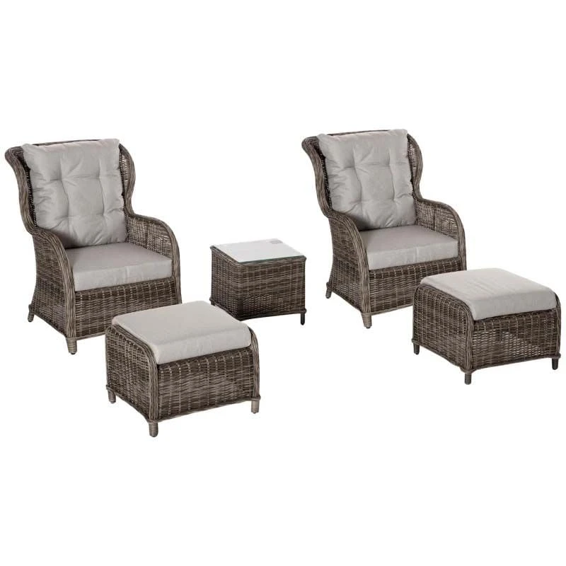 Outsunny 2-Seater Rattan Garden Furniture Set - Brown - 860-084BN - Image 2