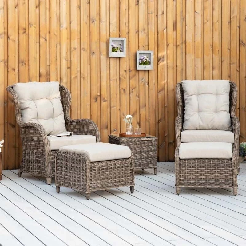 Outsunny 2-Seater Rattan Garden Furniture Set - Brown - 860-084BN