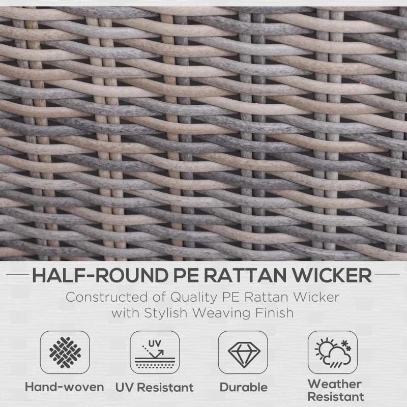 Outsunny 2-Seater Rattan Garden Furniture Set - Brown - 860-088 - Image 4