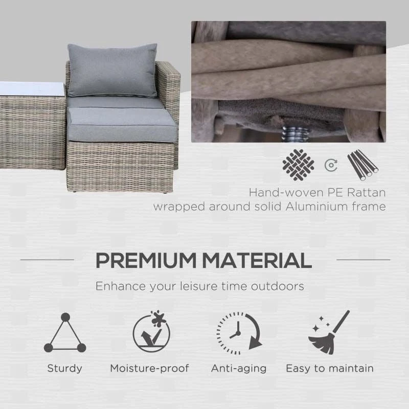 Outsunny 2-Seater Rattan Garden Furniture Set - Brown - 860-088 - Image 7