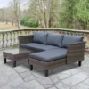 Outsunny 3 Piece Rattan Garden Furniture Set - Grey - 860-090