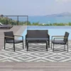 Outsunny 4-Seater Rattan Garden Furniture Set - Black - 860-092V70