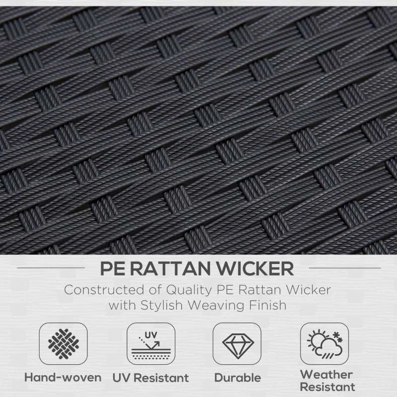 Outsunny 4-Seater Rattan Garden Furniture Set - Black - 860-092V70 - Image 5