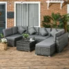 Outsunny 8 Piece Rattan Garden Furniture Set - Grey - 860-096V00GG
