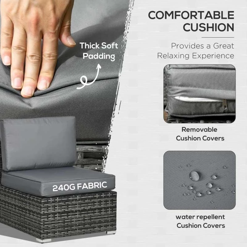 Outsunny 8 Piece Rattan Garden Furniture Set - Grey - 860-096V00GG - Image 5