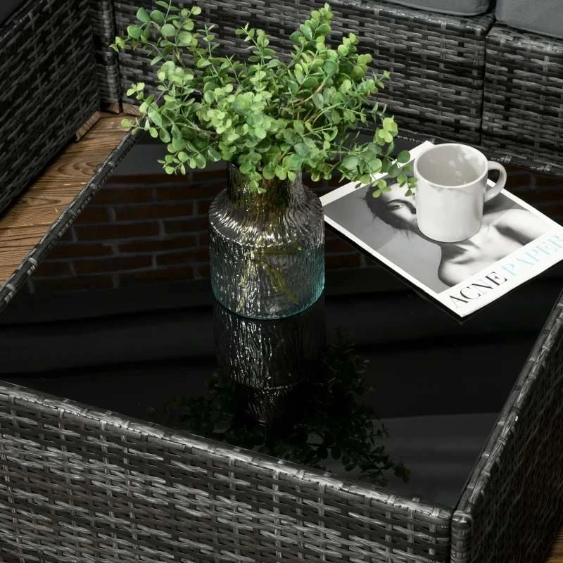Outsunny 8 Piece Rattan Garden Furniture Set - Grey - 860-096V00GG - Image 9