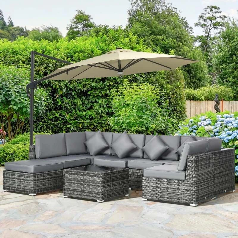 Outsunny 8 Piece Rattan Garden Furniture Set - Grey - 860-096V00GG - Image 10