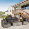 Outsunny 6-Seater Rattan Garden Furniture Set - Grey - 860-099V70