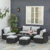 Outsunny 6-Seater Rattan Garden Furniture Set - Black - 860-099V70BK