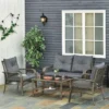 Outsunny 4-Seater Rattan Garden Furniture Set - Grey - 860-102V70CG